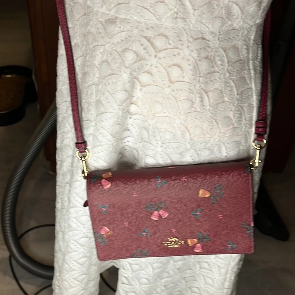 Coach Holiday Bells Crossbody bag Wallet Clutch coated canvas Collectible NWT